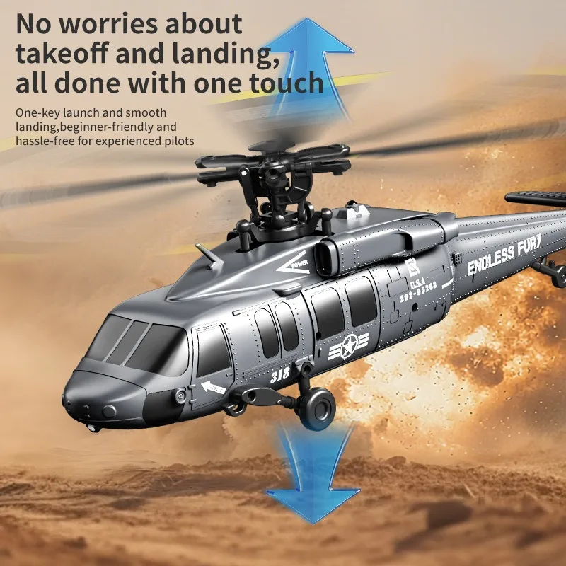 เฮลิคอปเตอร์บังคับวิทยุ 6CH ระบบ Optical Flow Positioning แบบไร้แปรงถ่าน พร้อมรีโมทคอนโทรล  ไม่มีปีกเสริม  ไจโรสโคป 6 แกน  ของเล่นโมเดลเครื่องบิน