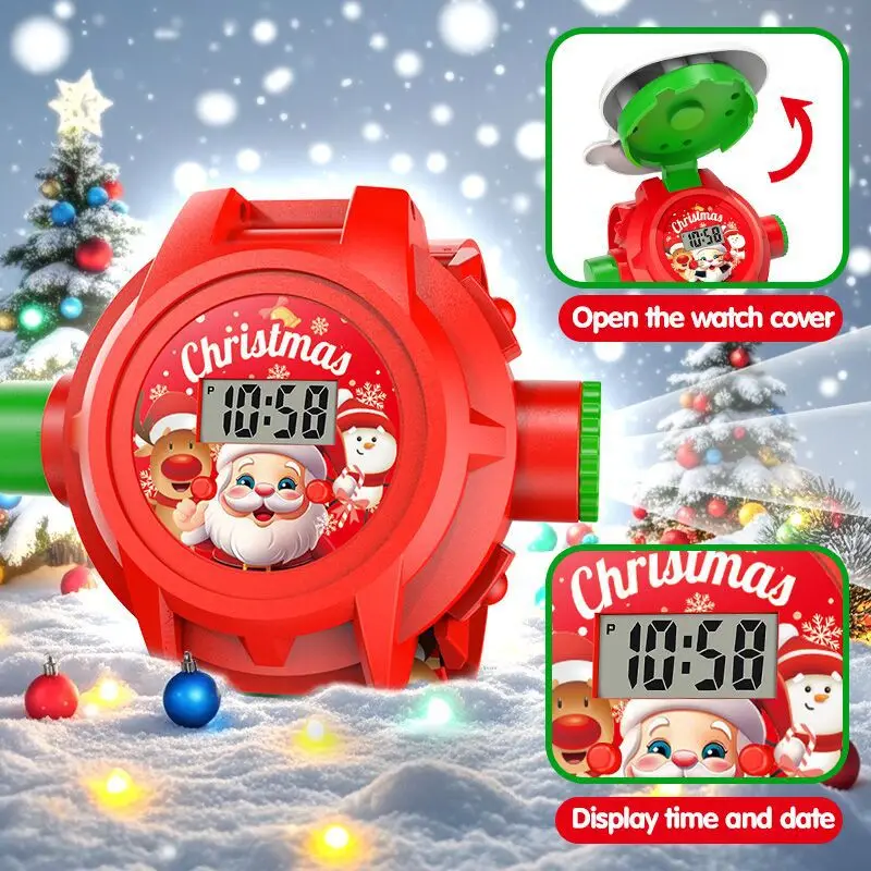 Lindo proyector de 24 imágenes, relojes para niños, reloj de Navidad de Papá Noel, reloj de pulsera Digital para niños, regalos de Año Nuevo para estudiantes