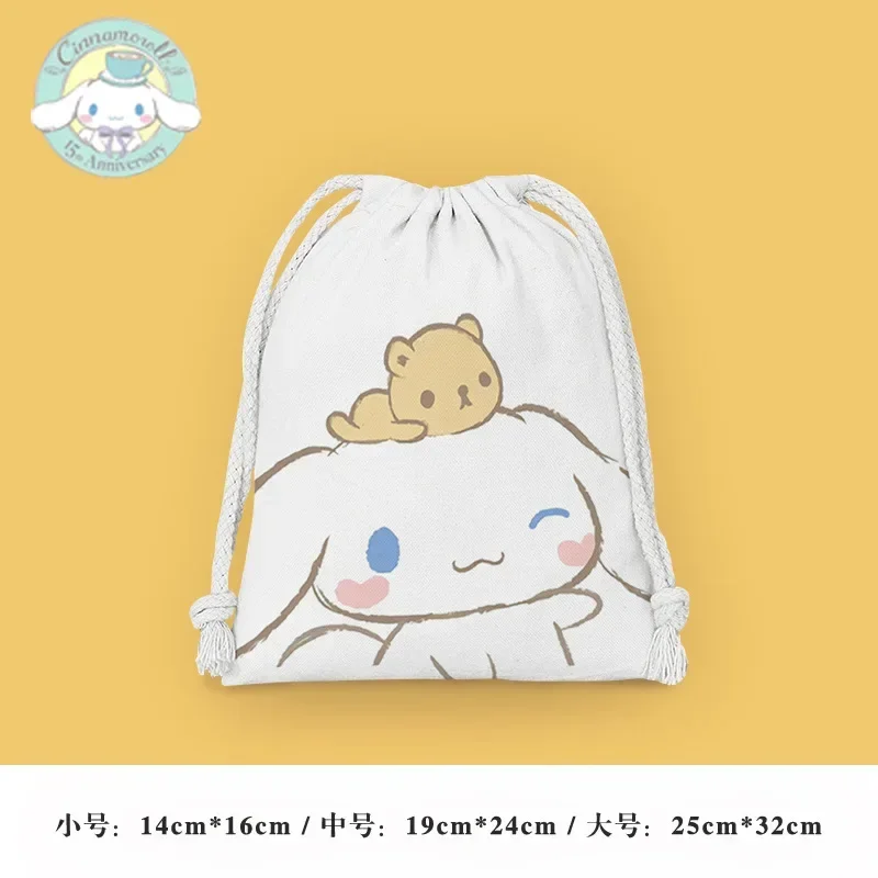 Sanrio Cinnamoroll Pocket Drawstring Cartoon Small  Student Sundries Storage  Cosmetic  Portable Toiletries Bag