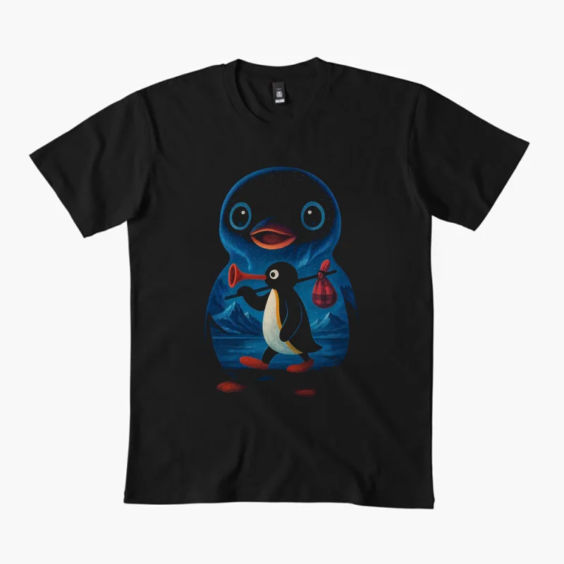 

0330 Noot Noot Pingu Meme Gift t shirt for men Funny cartoon Graphic Clothes 100% cotton printed Y2K clothing Large size tee