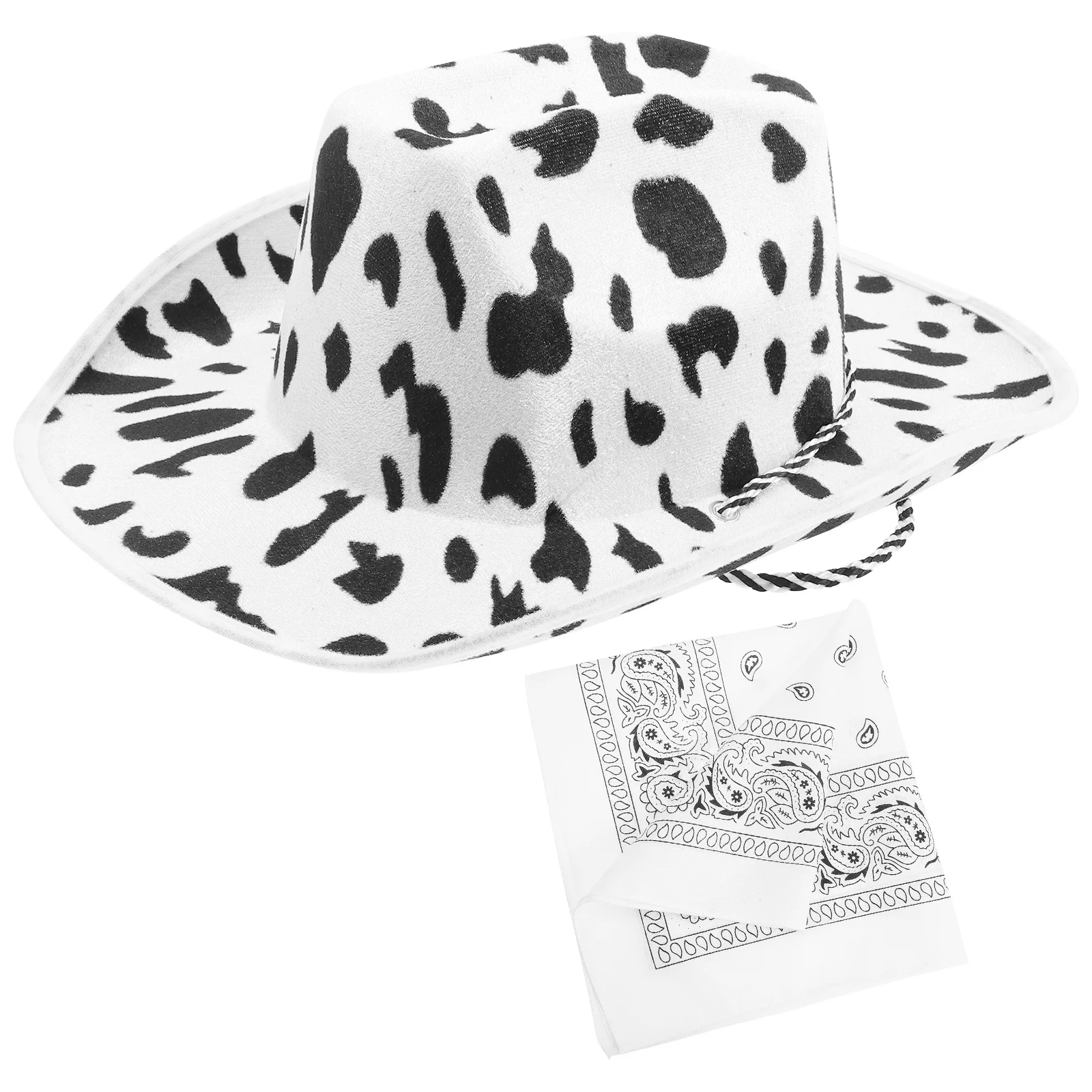 قبعة بقرة مطبوعة للنساء والرجال فستان رعاة البقر للحفلات راعية البقر أنيقة وعصرية ومتينة قبعة راعية البقر للنساء #3