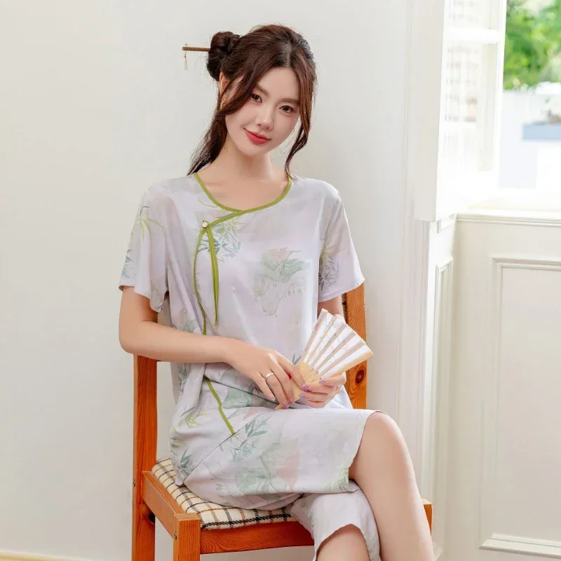 Pyjamas Summer Women's Clothing Sets New Thin Home Loose Cozy Affordable Soft Elegant High-quality Casual Cool Breathable Mature