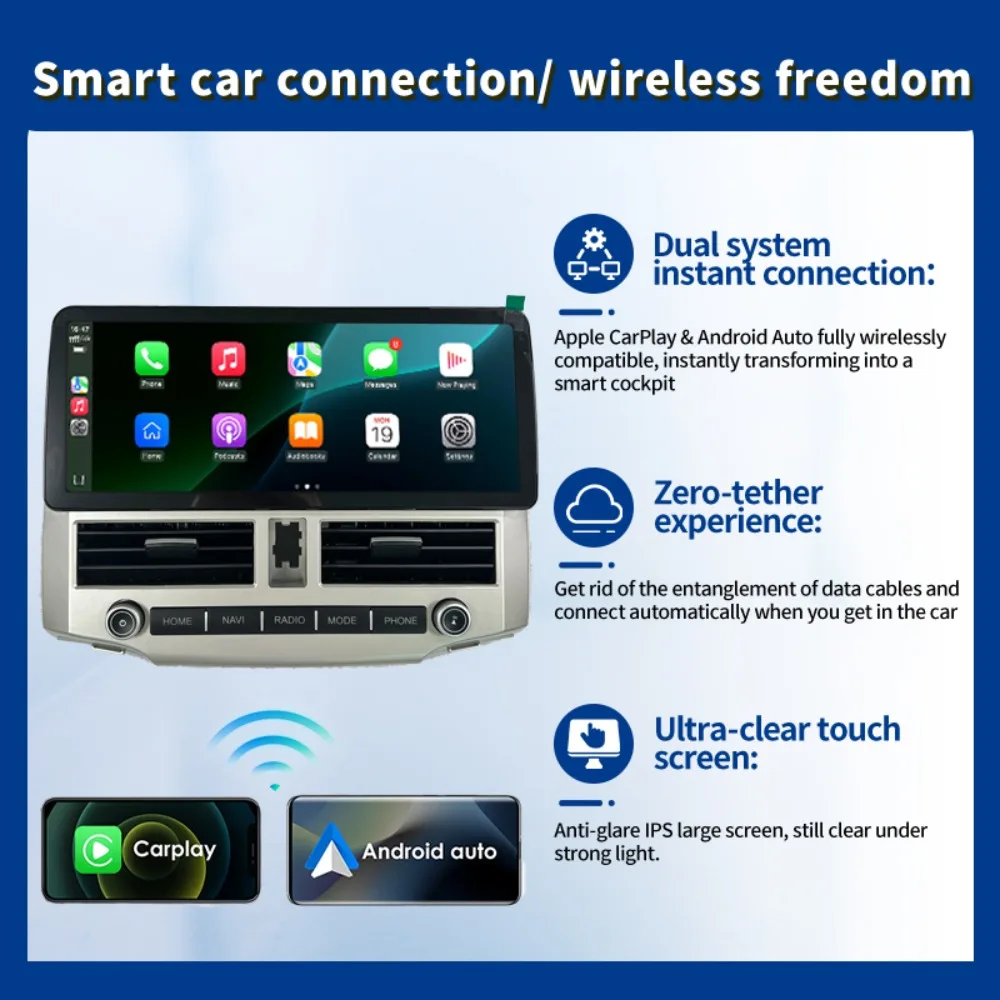 راديو سيارة يعمل بنظام أندرويد 15 بشاشة 12.3 بوصة ومعالج ثماني النواة وذاكرة وصول عشوائي (RAM) سعة 8 جيجابايت وذاكرة قراءة فقط 256 جيجابايت لسيارة تويوتا 4 رانر 2009-2022، مشغل وسائط متعددة، شاشة كار بلاي، نظام تحديد ا #3
