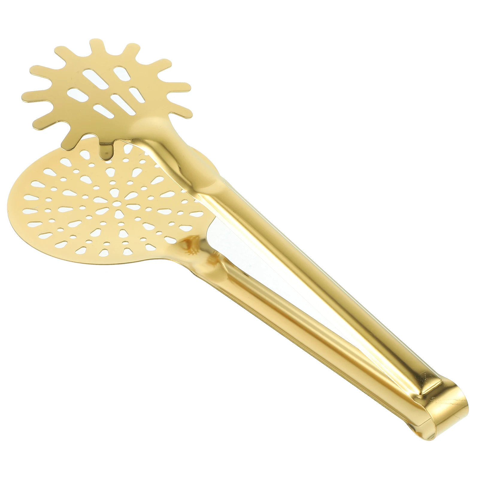 

Golden Food Clip Tongs Stainless Steel Pliers Buffet Serving Steak Fried Filter Spoon Clamp Draining Kitchen Cooking Strainer
