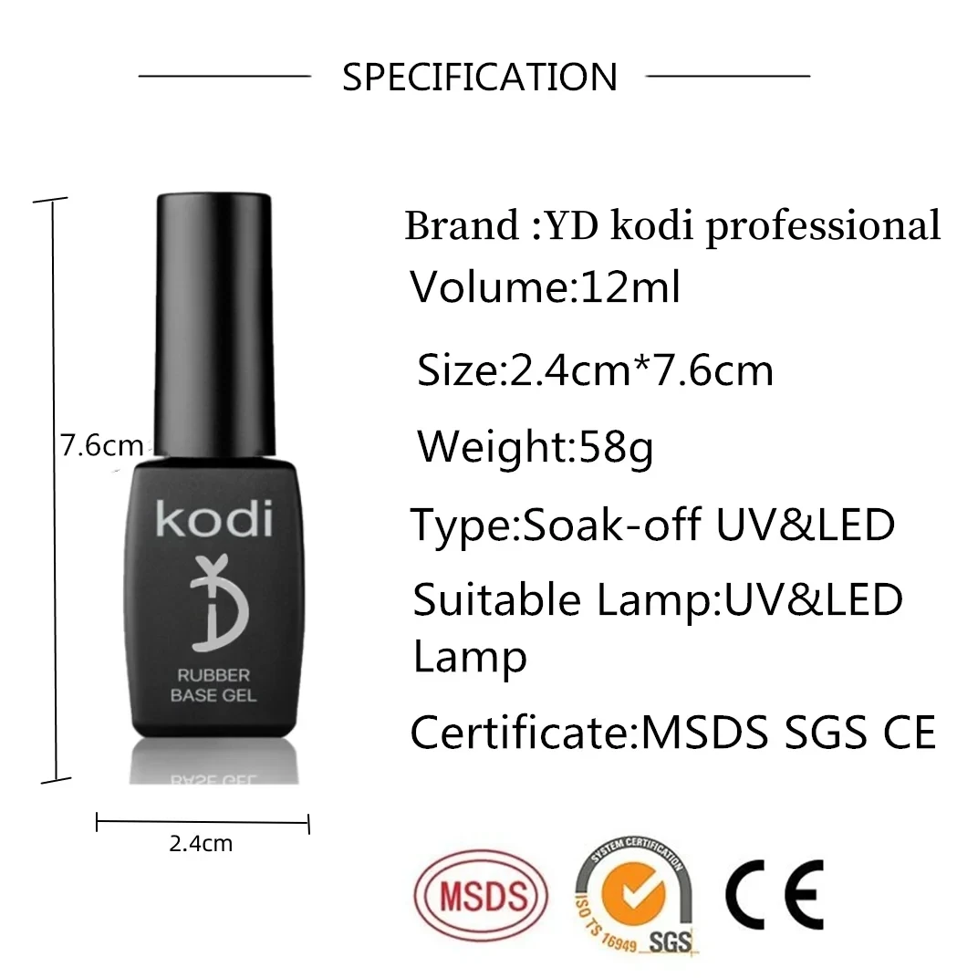 YD KODI PROFESSIONAL Hybrid Gellak Semi Permanent 12ml Glitter Platinum UV Nail Polish Base Top Coat Shimmer Gel Varnish