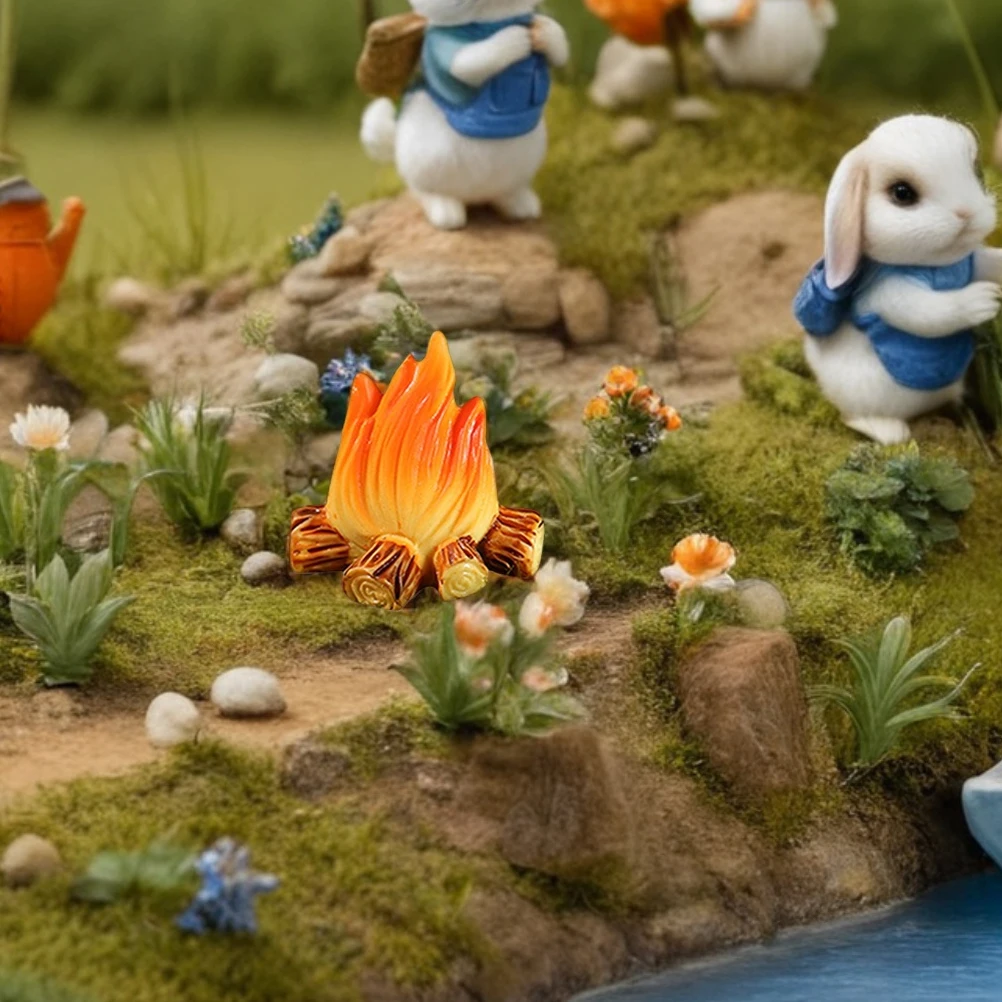 9 pcs Campfire Decoration Ornaments Resin Mini Bonfire For Fairy Gardens Accessories Micro Landscape Dollhouse Camping Setup