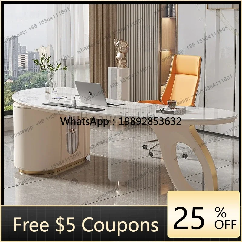 

D4-1 Light luxury rock sl desk Modern simple desk Home high-end study Creative arc