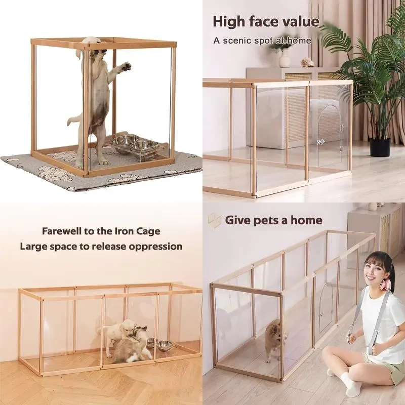 Heavy Duty Acrylic Aluminum Pet House Transparent Removable Safety Indoor Cat Dog Kennel Large Fence Supplies