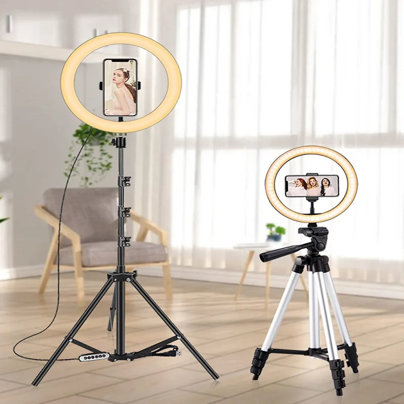 26CM Photography Lighting Vlog Youtube Fill Ring Light Lamp Live Phone Ringlight Tripod Stand Photo Led Selfie