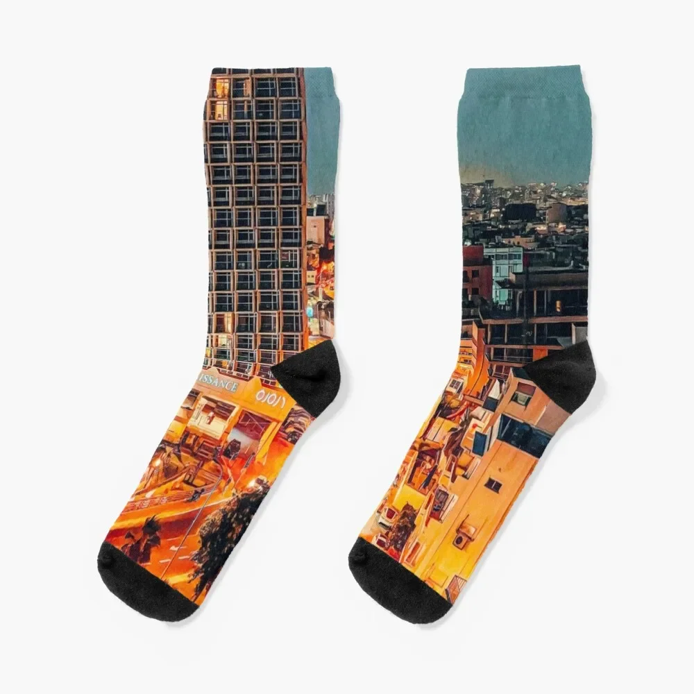 Tel Aviv by Night Socks compression set winter thermal Luxury Woman Socks Men's