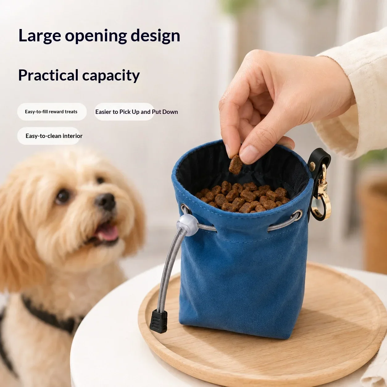 New Portable Pet Treat Pouch Drawstring Closure Outdoor Training Snack Bag Dog Food Carrier