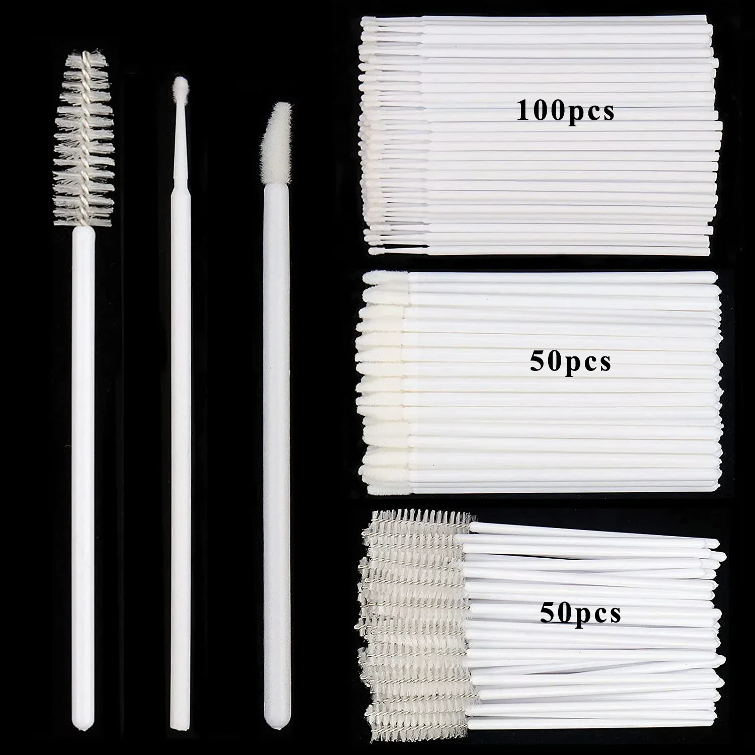 Makeup Tools 200-teiliges Einweg-Pinsel-Set, Mascara-Zauberstäbe, Lippenpinsel, Microbrush-Applikator, Tupfer für Wimpernverlängerung, Augenbrauen