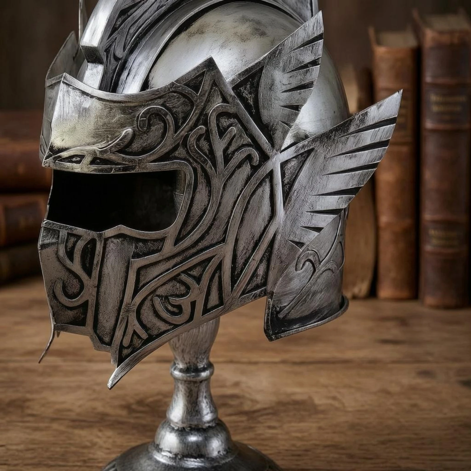 Roman Soldier Helmet Engraved Centurion Helmet Model Decor Metal Uncovered Front
