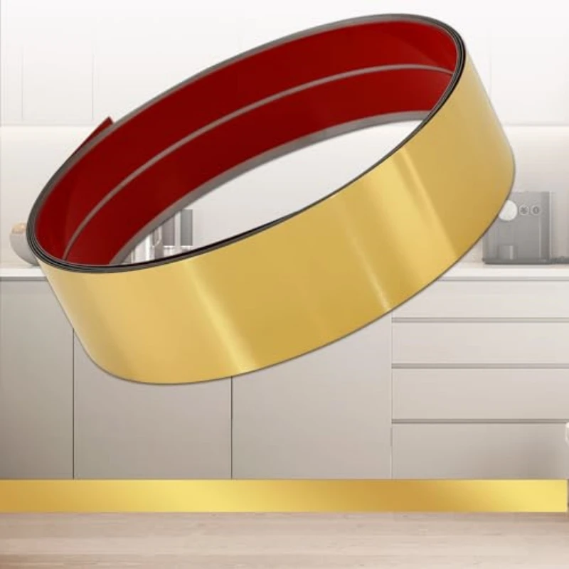 5-meter long self-adhesive ultra-thin foot line skirting line stainless steel wall cabinet shading foot metal decorative strip