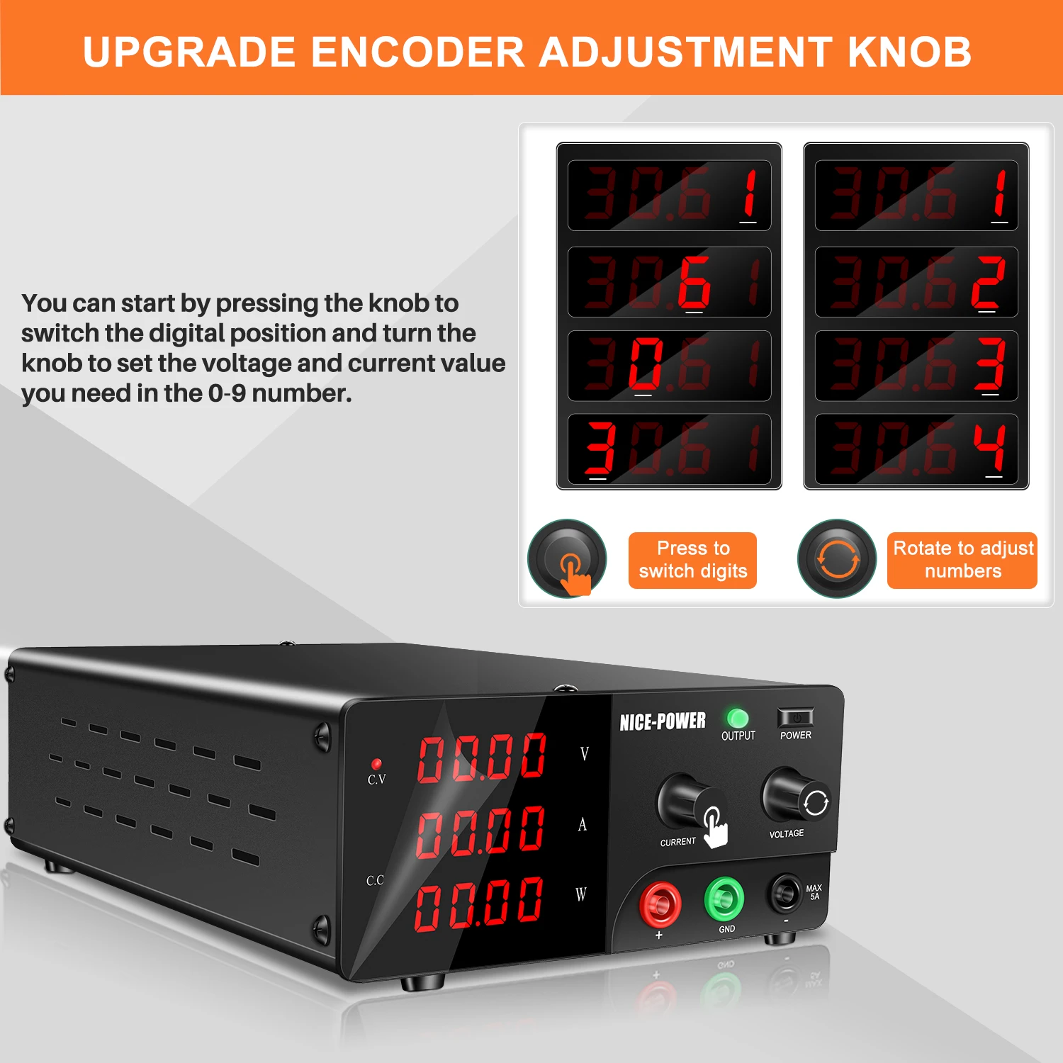 NICE-POWER 120V 10A Adjustable DC Power Supply 200V 5A High Power Digital Power Source 60V 20A Output For Charging Aging Testing