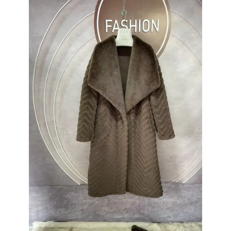 Winter lange bontjas met riem bontkraag luxe dames warme nepbont overjas ontwerp hoge kwaliteit kleding dikke chique windjack