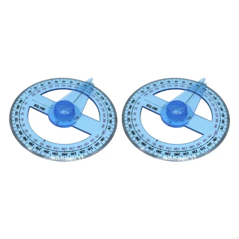 Y5LB 2 Pcs Clear Protractor Ruler 360 Degree Circle Protractor Plastic Protractor