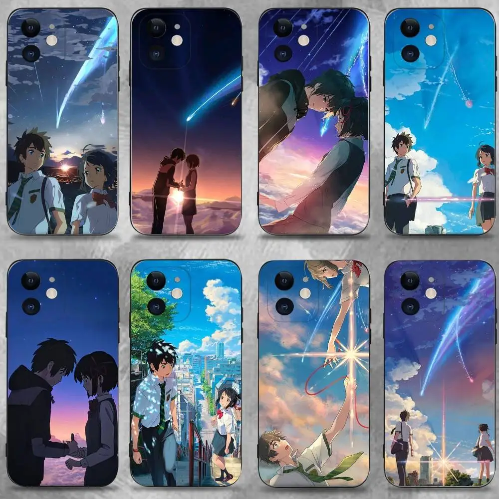 

Anime Your-Name Phone Case For iPhone 16,15,14,13,12,11 Plus,Pro Max,XS,X,XR,SE,Mini,8,7,Soft Silicone Black Cover