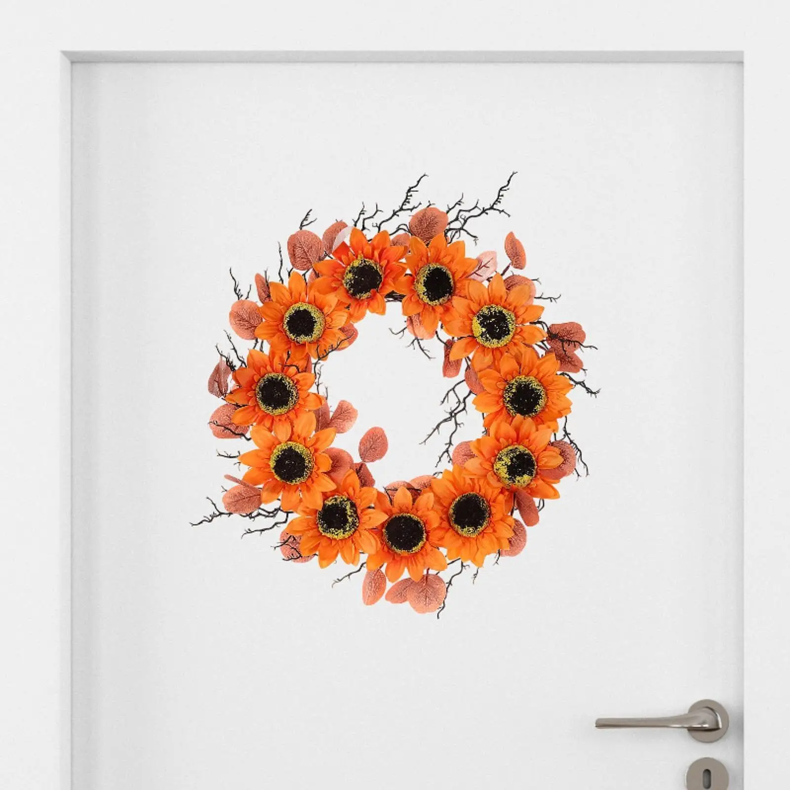 Sunflower Wreath Decorative Garland Handcraft Front Door Wreath Table Centerpiece for Party Decoration Window Home Porch Garden