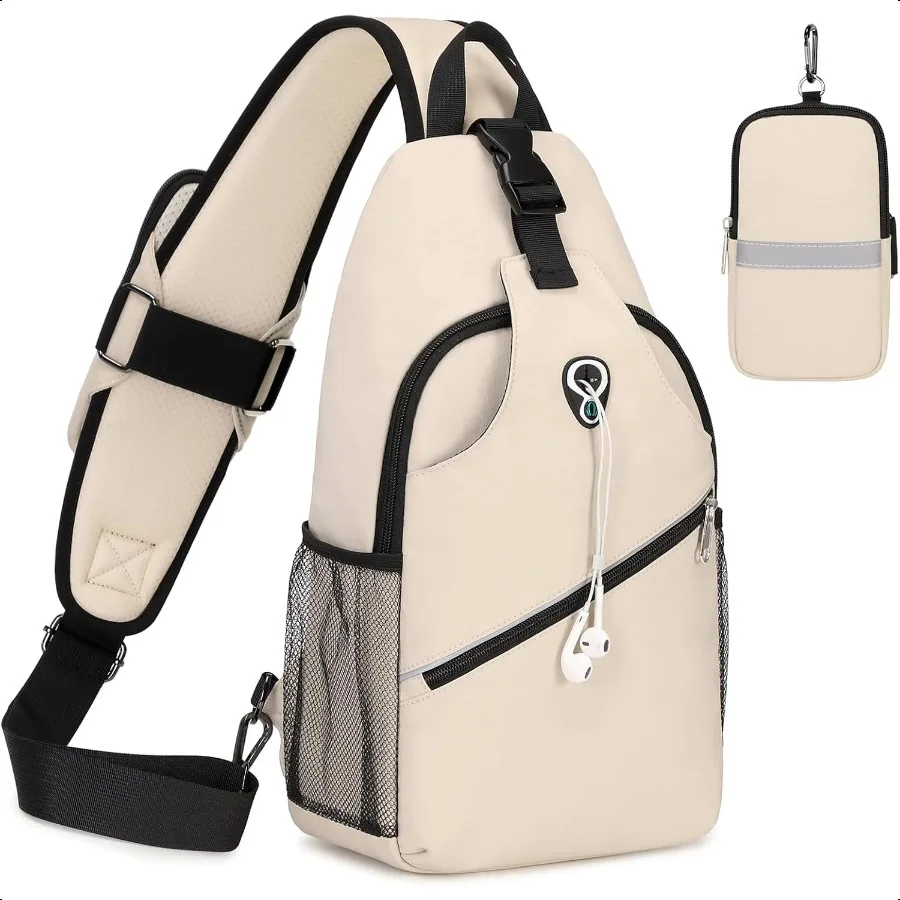 

Crossbody Sling Bags for Women Sling Backpack for Men Multipurpose Sling Purses Chest Bag for Hiking Travel Beige