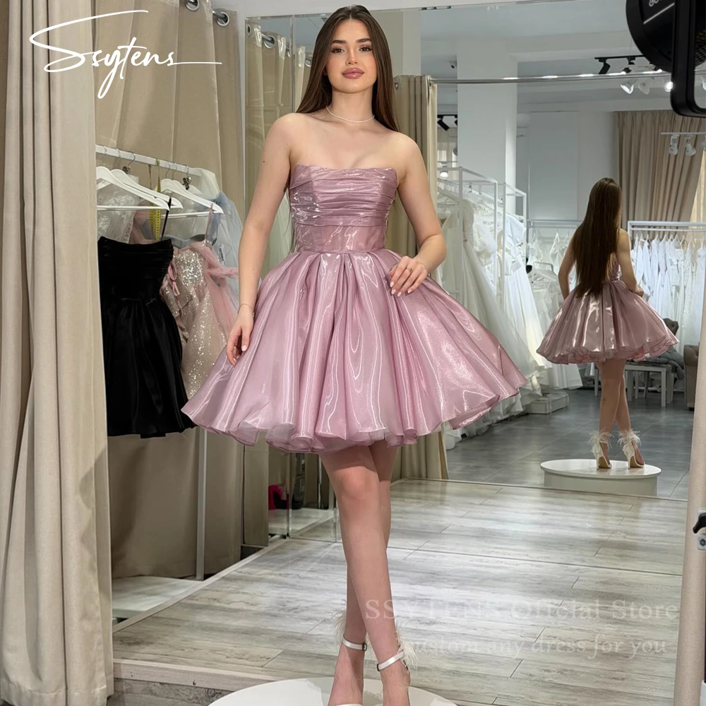 

SSYTENS Pink Short Prom Dresses Women Customized Formal Occasion Evening Gowns vestidos de fiesta Homecoming Mini Party Dress