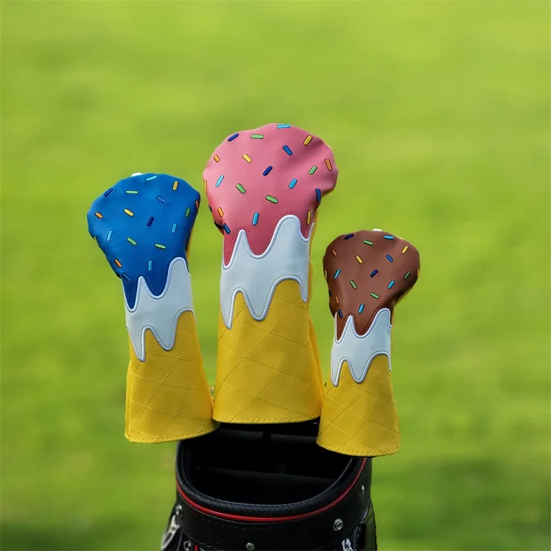 Golf course training, driver.  Tee wood.UT.  Putter cover, premium PU plush exquisite ice cream embroidery, free shipping