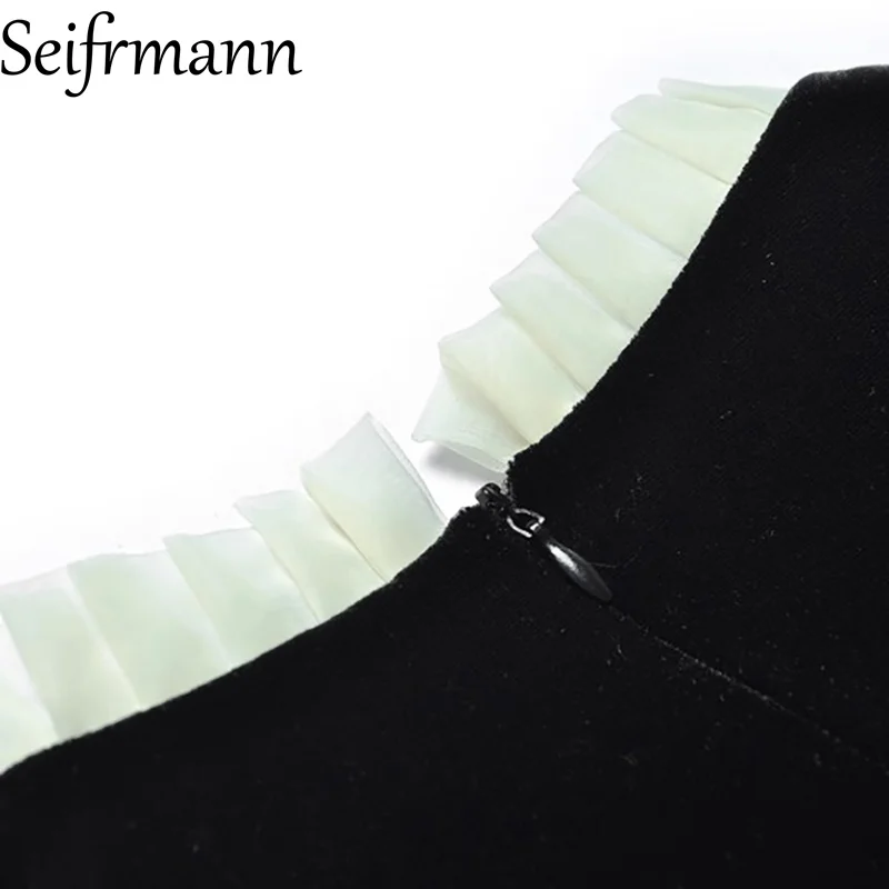 Seifrmann 2026 printemps femmes nouvelle mode col rond à manches longues clou perle tridimensionnelle fleur robe scintillante ﻿