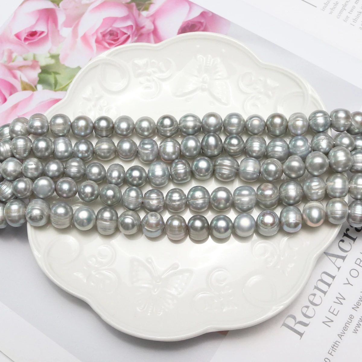 Natural Pearl Beads AA Nearround Gray Pearl Loose Beaded for Making DIY Jewerly Necklace Bracele Accessories 10-11mm