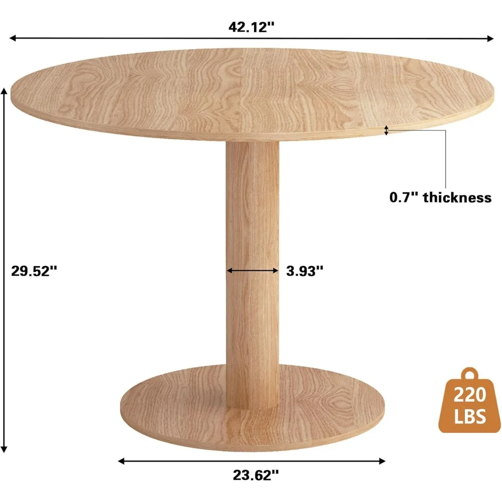 Mesa de jantar boho redonda de 42 polegadas para 4-6, mesa circular de tulipa para canto, espaços pequenos