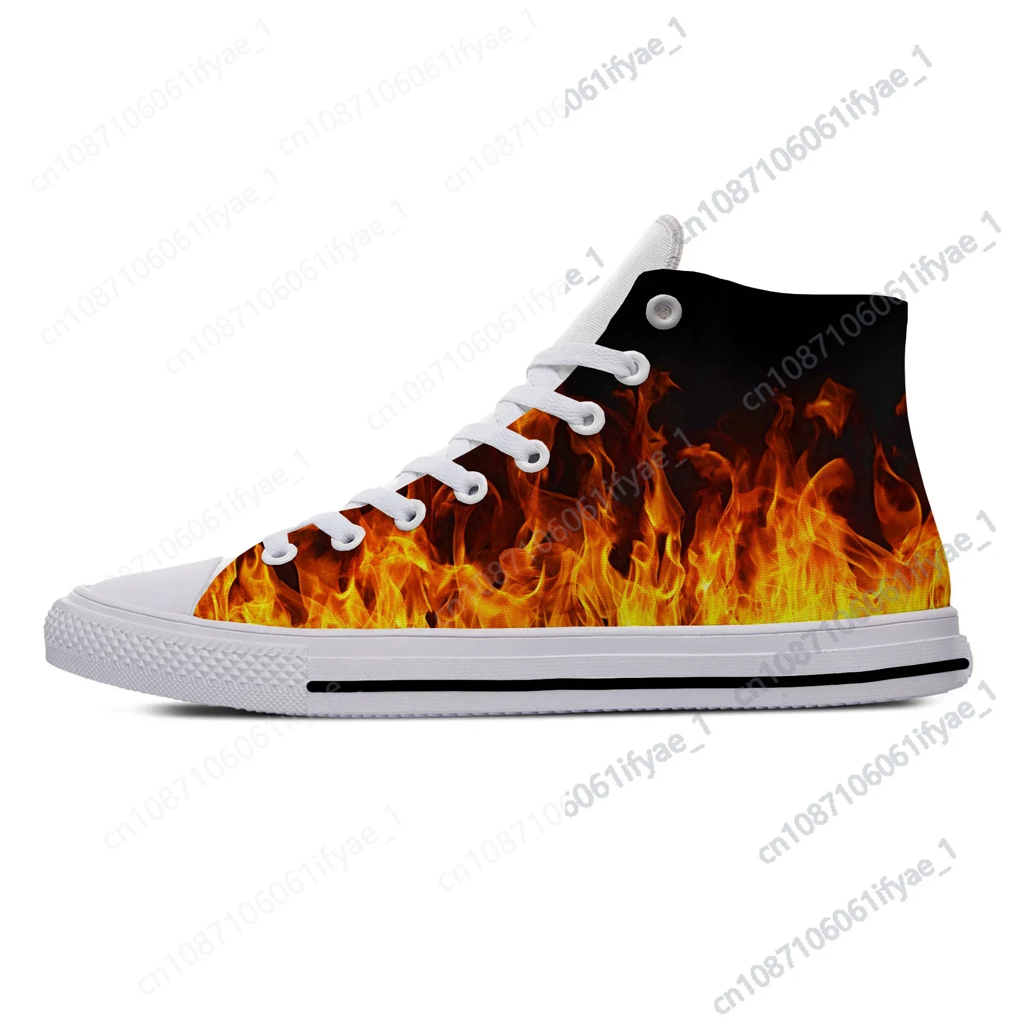 

Hot Summer Anime Cartoon Flame Fire Flaming Fashion Funny Casual Cloth Shoes High Top 3D Print Men Women Classic Board Shoes