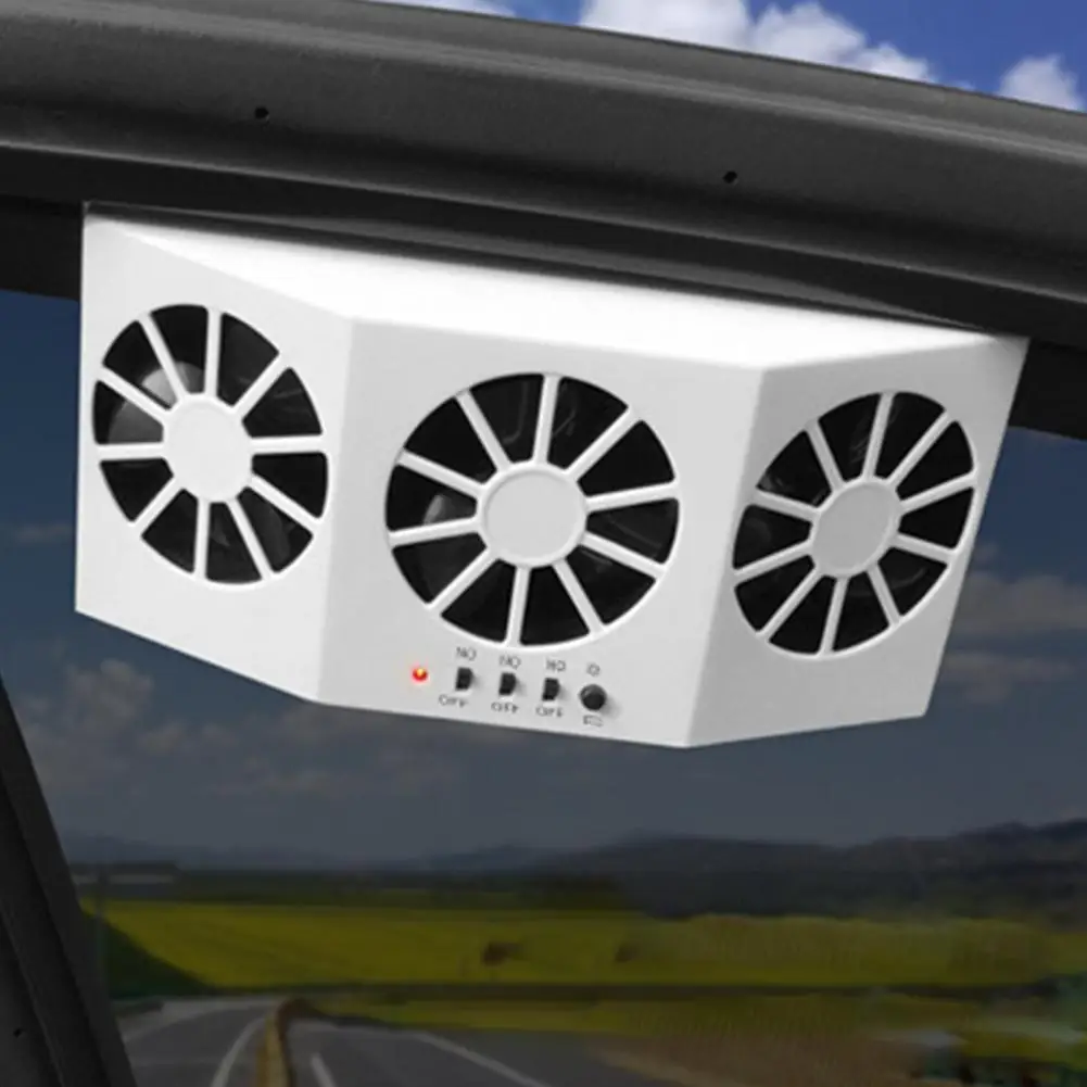 Car Fan Ventilation Solar Car Three Hood Auto Exhaust Fan Radiator Solar Car Desuperheater Powerful Power-White Air Cooler Mini