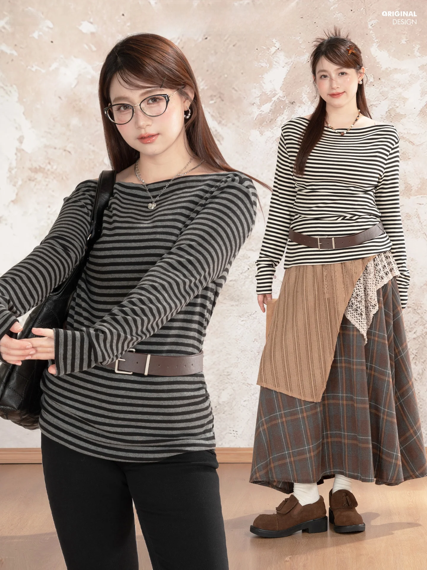 

Heynew plus Size Women's T-irt One oulder Pleated Long Sve Bla Stripe Slimming Top for Autumn Large Size Inner Wear