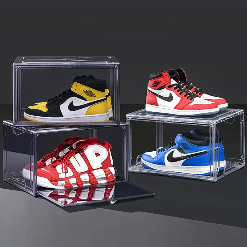 transparent large-sized sneakers, side opening magnetic suction shoe rack, shoe cabinet, shoe wall plastic drawer,  storage box