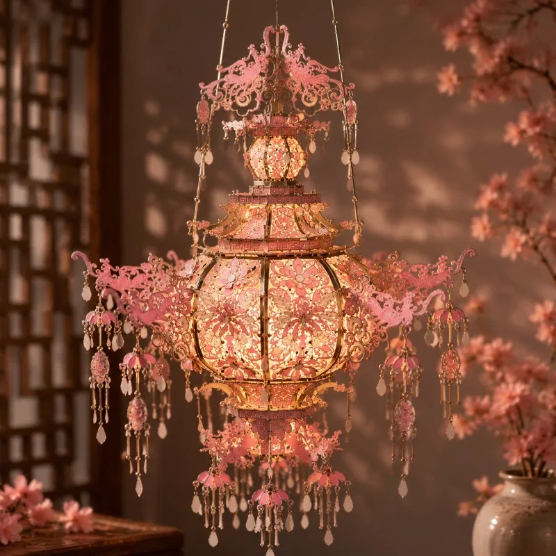 Linglong Flower Lamp Metal Puzzle Three-dimensional Assembly Model Ancient Style Palace Lamp New Chinese Style