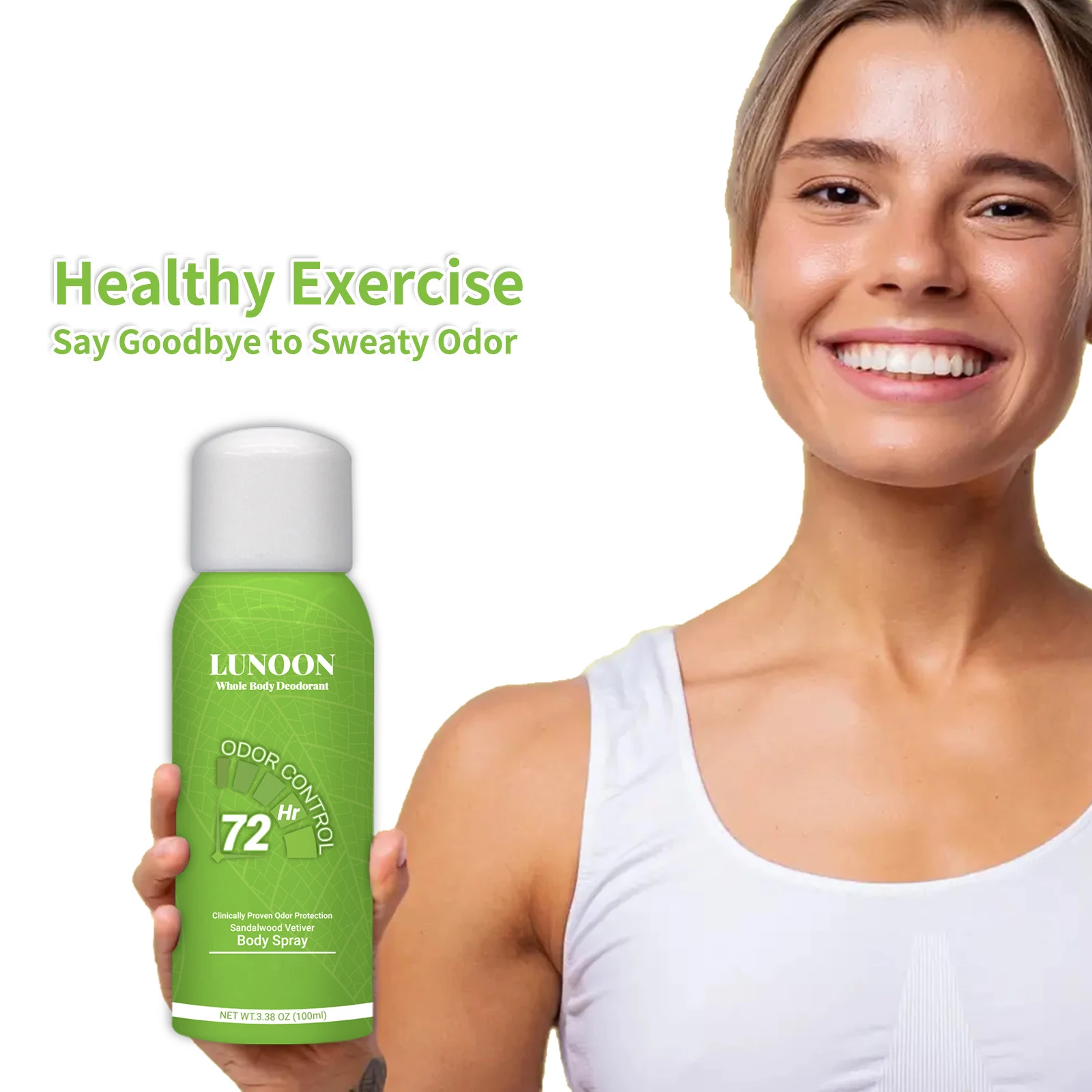 LUNOON Spray deodorante antisudore Spray per odori per ascelle Spray per ascelle profumato rinfrescante duraturo 100 ml