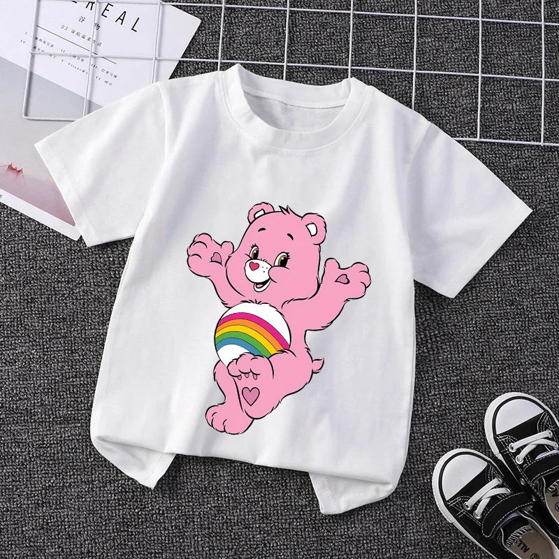 Детская-футболка-caring-bears-летняя-одежда-топ-с-короткими-рукавами-и-рисунком-модная-детская-одежда-для-девочек-пуловеры-с-круглым-вырезом-футболки