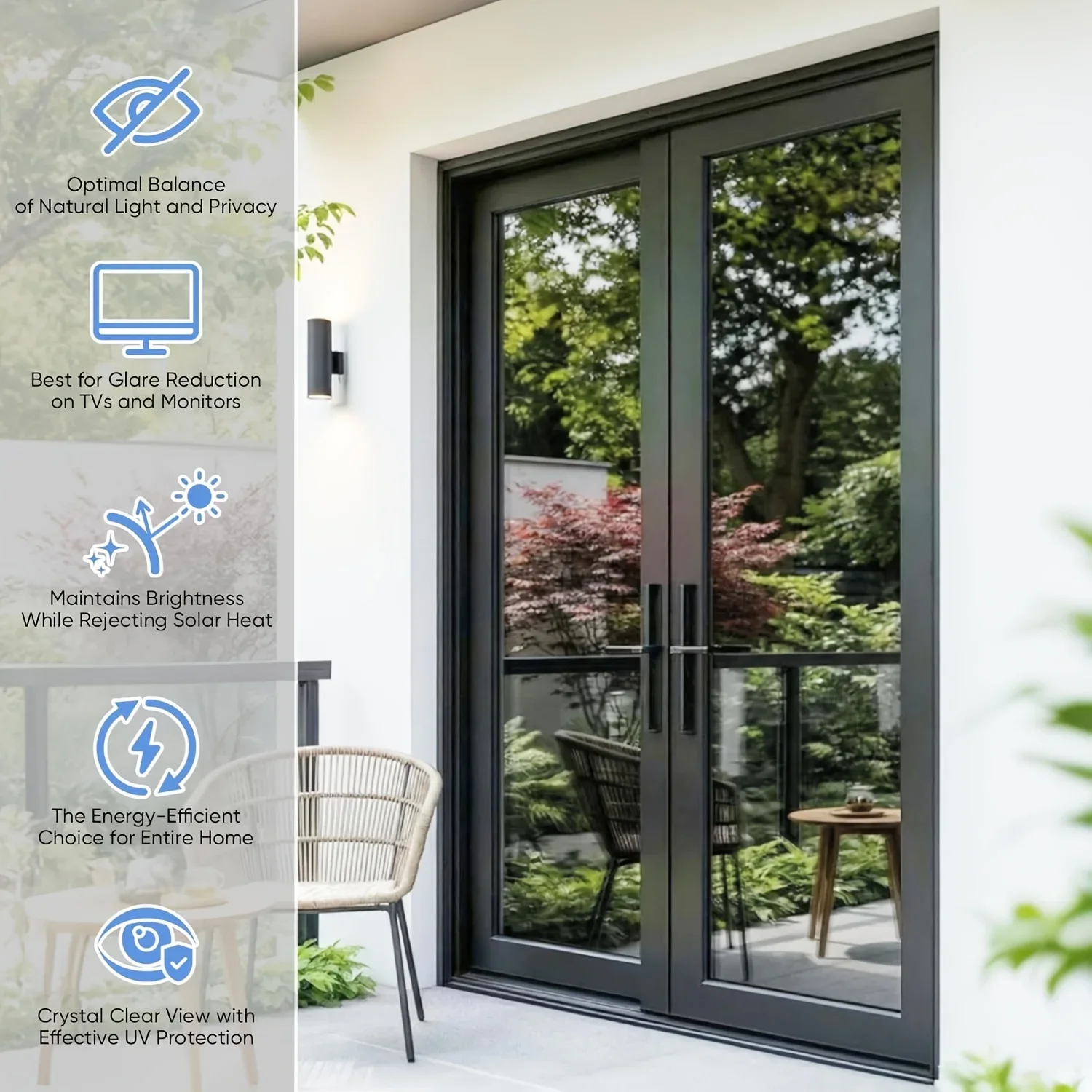 Static Cling One-Way Mirror Window Film No Glue Sun Blocking Heat Insulation Anti UV Privacy Anti-Peep Glass Sticker Home Office