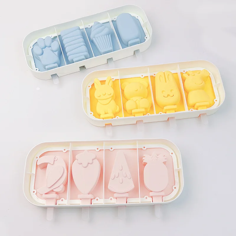 Silicone Cartoon Mold DIY Homemade Ice Cream Pudding Popsicle Box Cheese Sticks Food Grade Mold Kitchen Ice Cube Maker