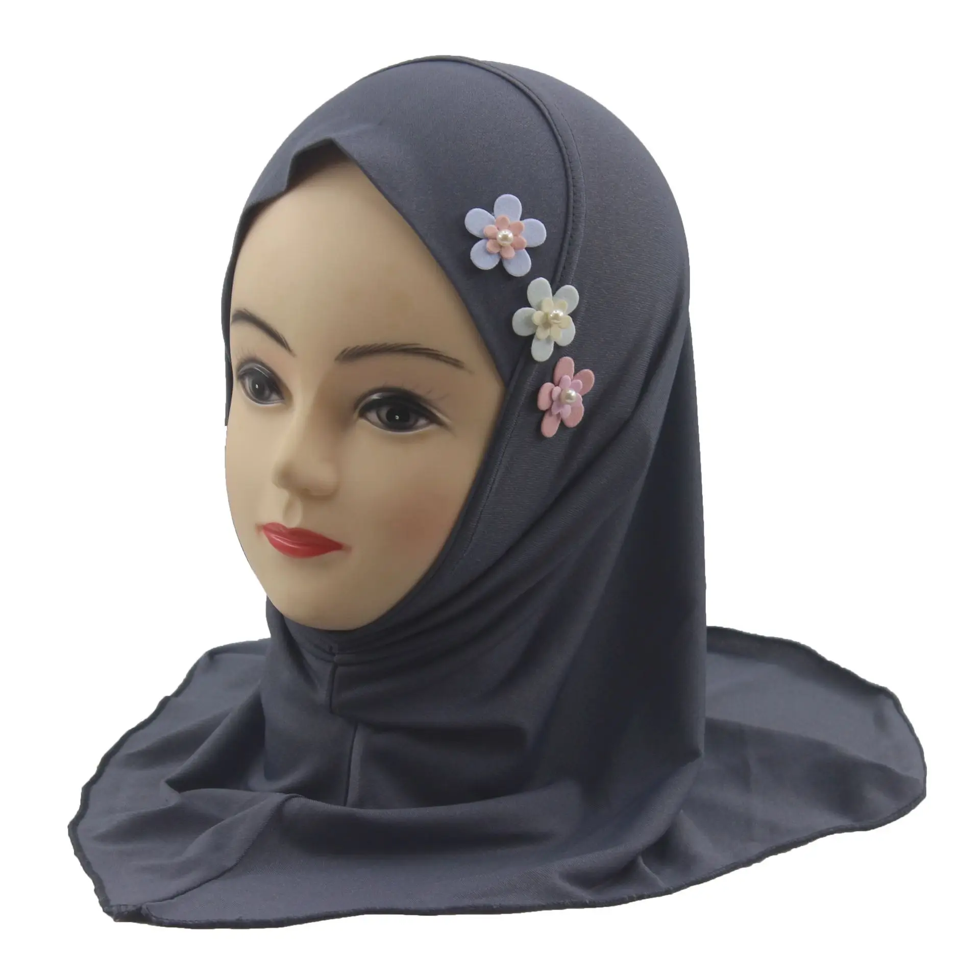 Kristal Hennep Mooie Bloem Kleine Kinderen Hoofddoek Schattige Malay Sjaal Arabische Hoed Voor 2-6 Jaar Kinderen Meisjes Moslim Instant Hijab