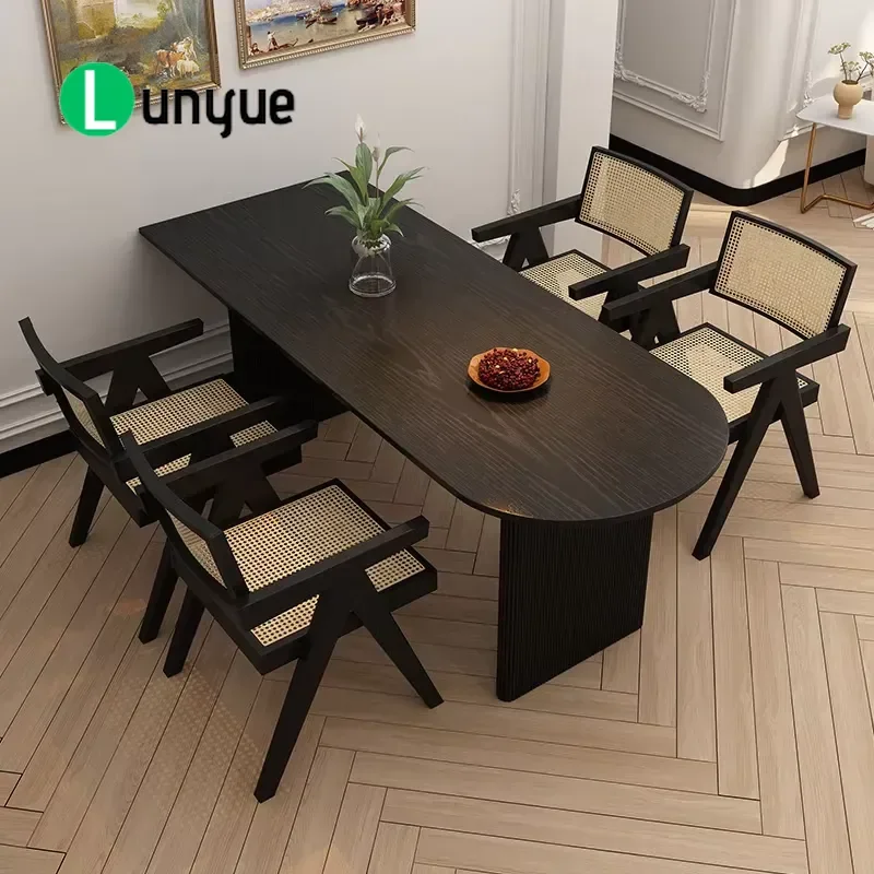 Luxurious Semi-circular Wooden Dining Table and Chair Set Factory Price Solid Wood Modern Home Kitchen Furniture Durable