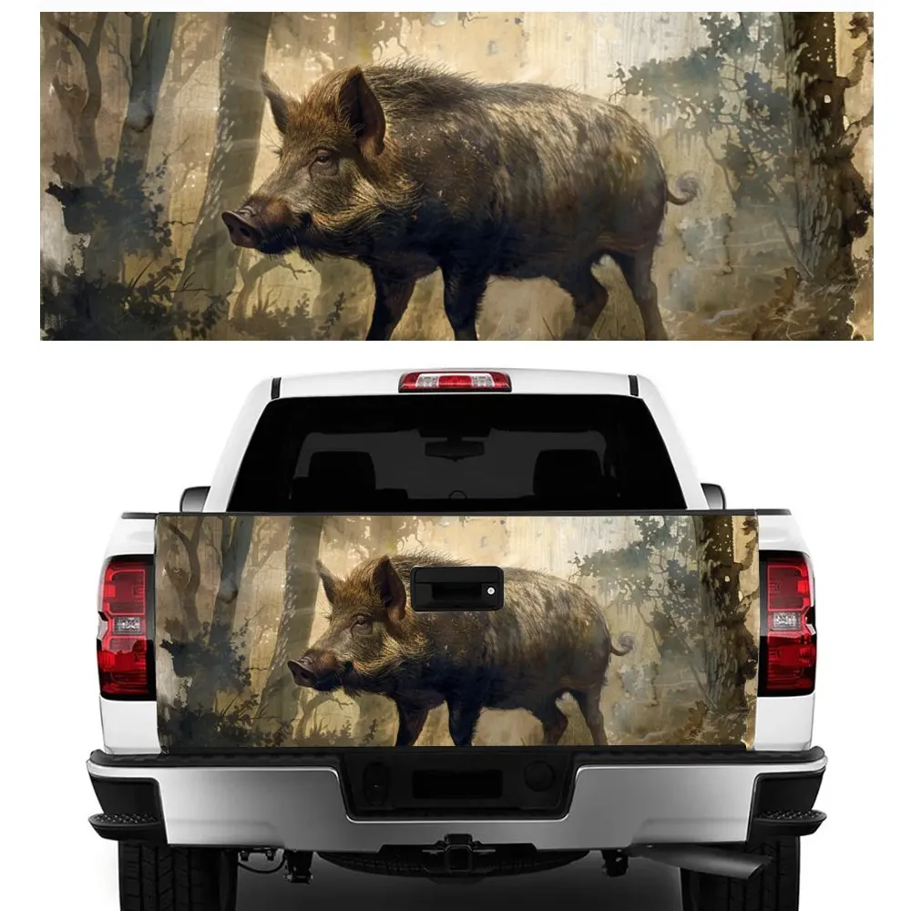 

Wild Boar Hunting Pig Animal Print Car Tail Trunk Protect Vinly Decal Auto Accessories Hood Decor Sticker for Off-road Pickup