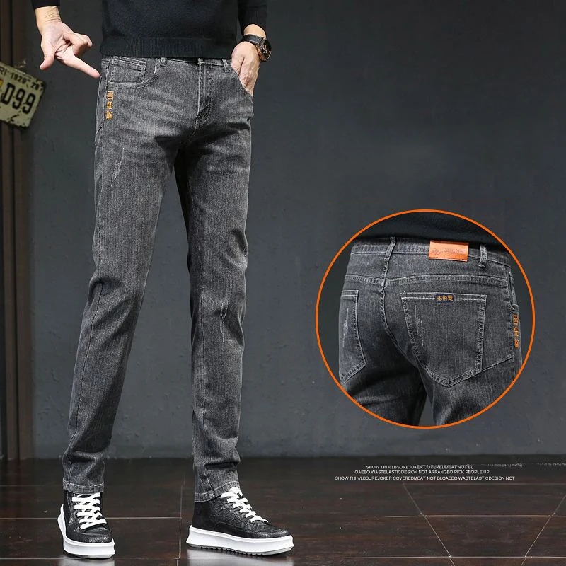 

2026 New Men Four Seasons Business Causal Jeans Male Fashion Versatile Baggy Straight Leg Stretch Washed Vintage Denim Trousers
