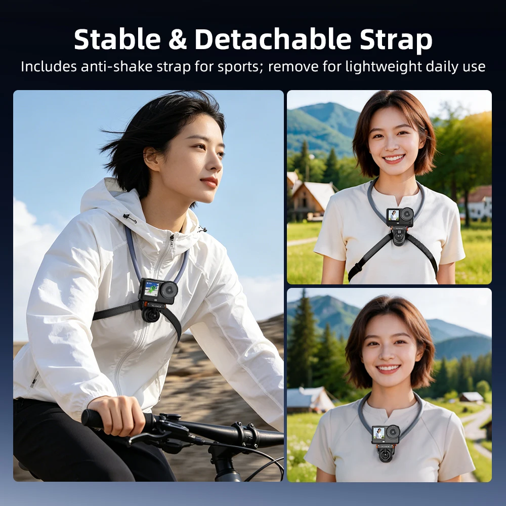Flymile Magnetische Nackenhalterung Brustgurt für DJI Action 6/5/4/3/Insta360 Ace Pro 2 X5 360 ° Verstellbarer Flexibler Halter – Detail 7