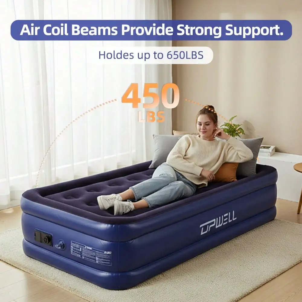 Outdoor Inflatable Mattress, Portable Inflatable Camping Bed, Model: TWIN/QUEEN, Suitable For Camping And Traveling, Universal Plush Inflatable Bed.