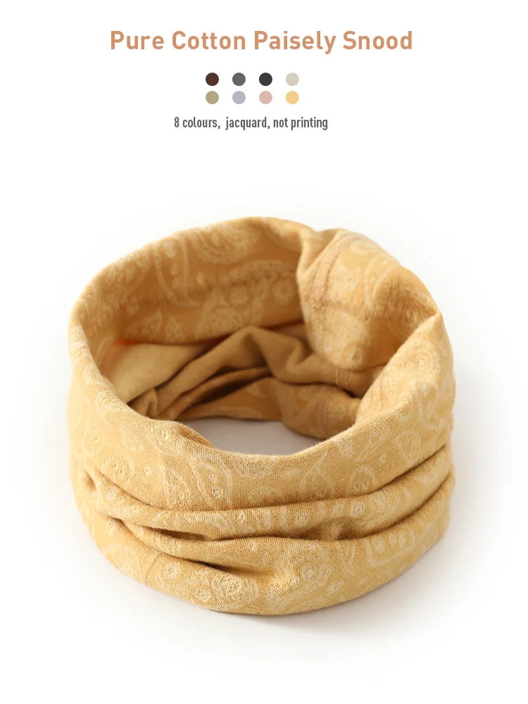 

Pure Cotton Paisley Snood Neck Gaiter Autumn Spring Unisex Tube Scarf Multipurpose Neck Warmer Cowl Collar Loop Outdoor Riding