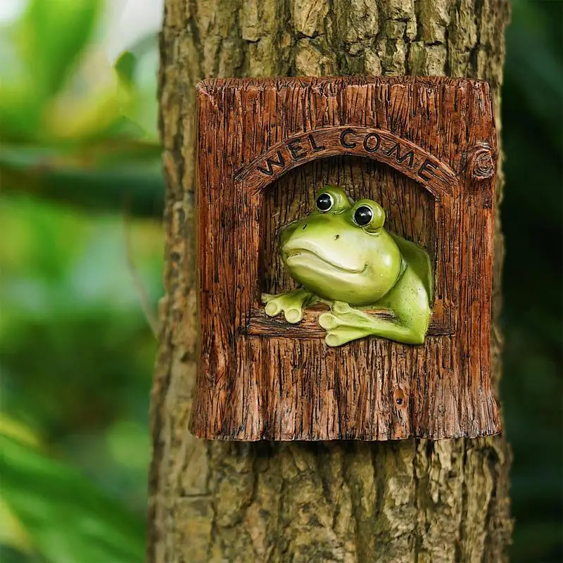 Garden Tree Decorations Mini Resin Frog Window Decor Ornament Frog Sculpture Ornaments Cute Tree House Accessories For Fence