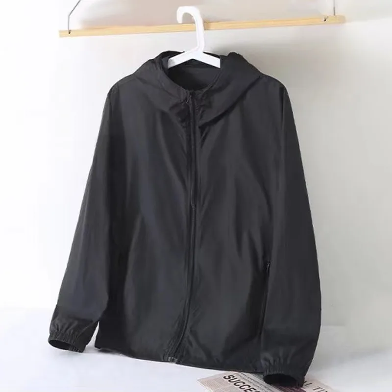 11XL12XL Summer oversized jacket plus size tide sun protection jacket slim section casual loose hooded jacket black 10XL 9XL