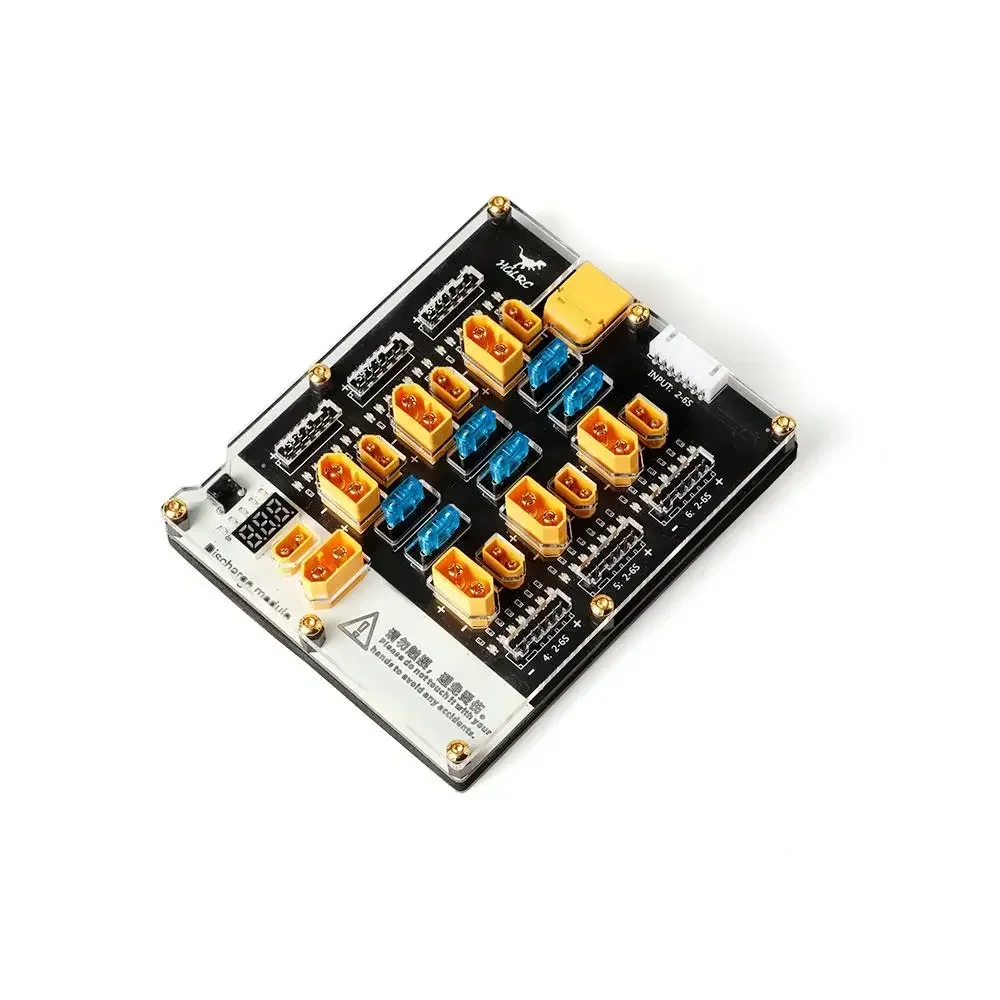 HGLRC Thor 6 Port 2-6S LiPo Balance Charger Board, 40A XT60 XT30 with Built-in Discharger