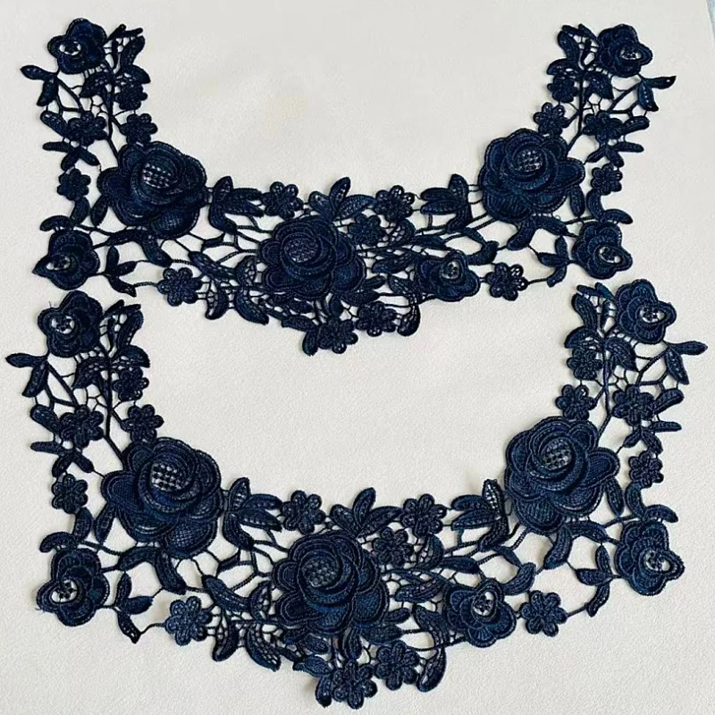 2PCS Water-soluble lace collar flower embroidery corsage flower fake collar DIY lace accessories clothing decoration