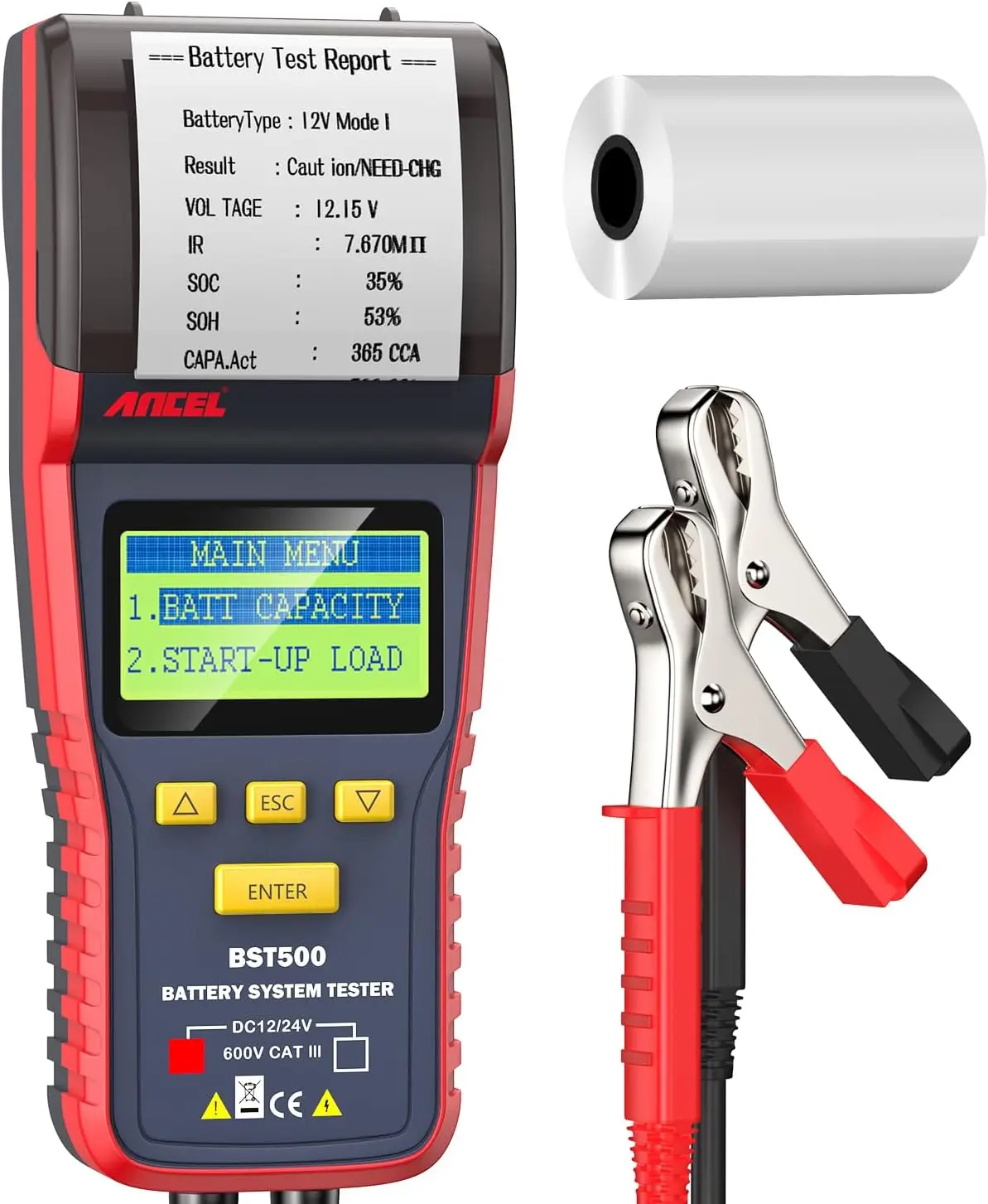 

ANCEL BST500 Тестер автомобильного аккумулятора с принтером 12 В 24 В Тестер нагрузки Автоматический анализатор аккумулятора Тестер системы зарядки для автомобиля